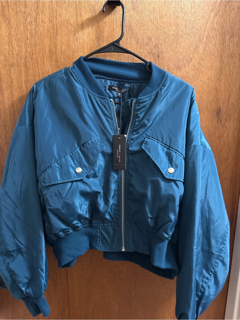 Romeo & Juliet Couture Teal Bomber Jacket